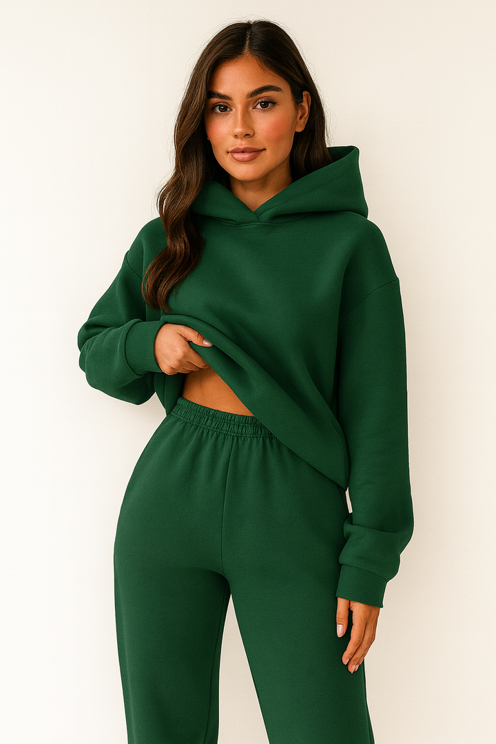 Women's Cotton Blend Hoodie Joggers Loungewear Set