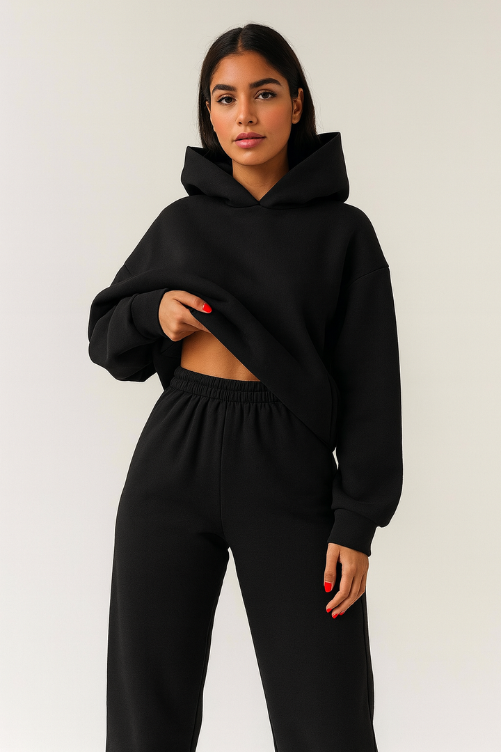 Women's Cotton Blend Hoodie Joggers Loungewear Set