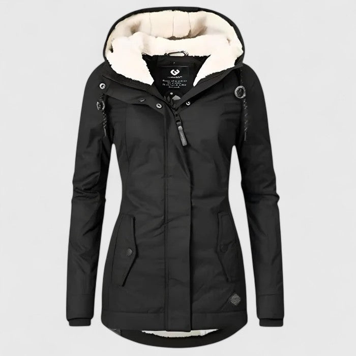 Women's Waterproof Hooded Jacket with Fleece Lining