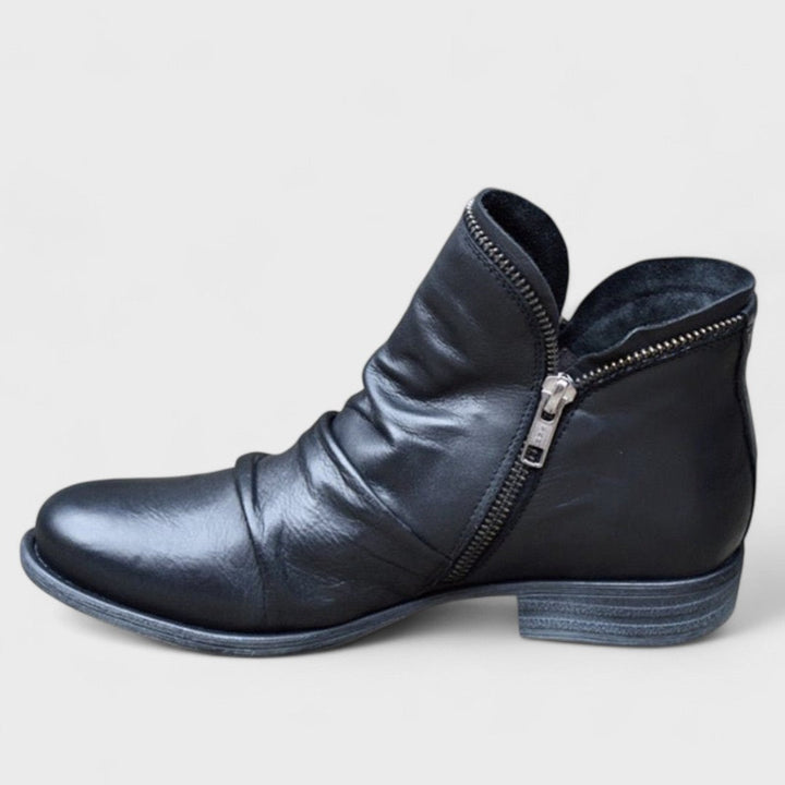 Women's Side Zip Leather Ankle Boots
