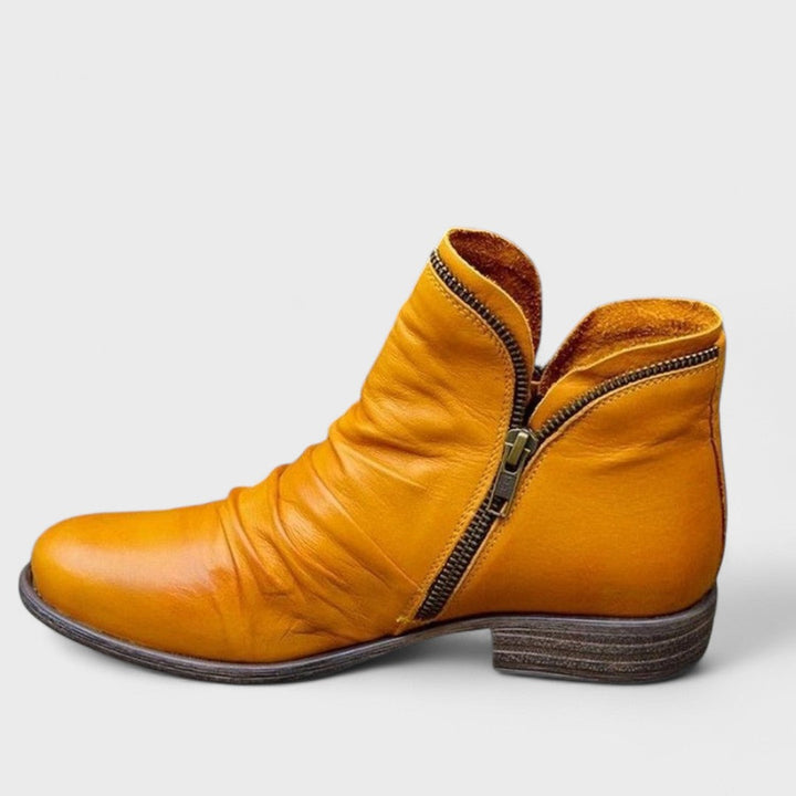 Women's Side Zip Leather Ankle Boots