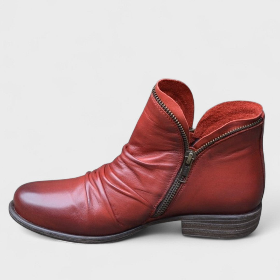 Women's Side Zip Leather Ankle Boots