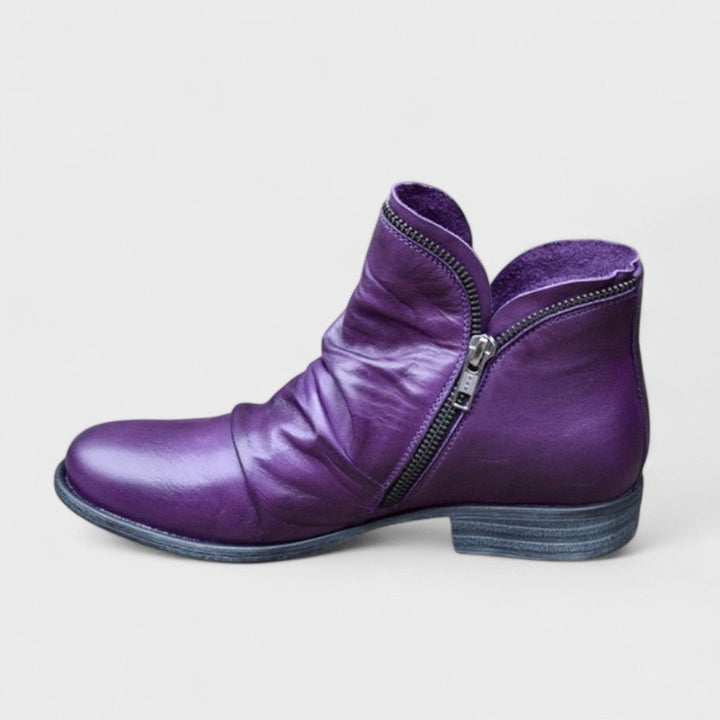 Women's Side Zip Leather Ankle Boots