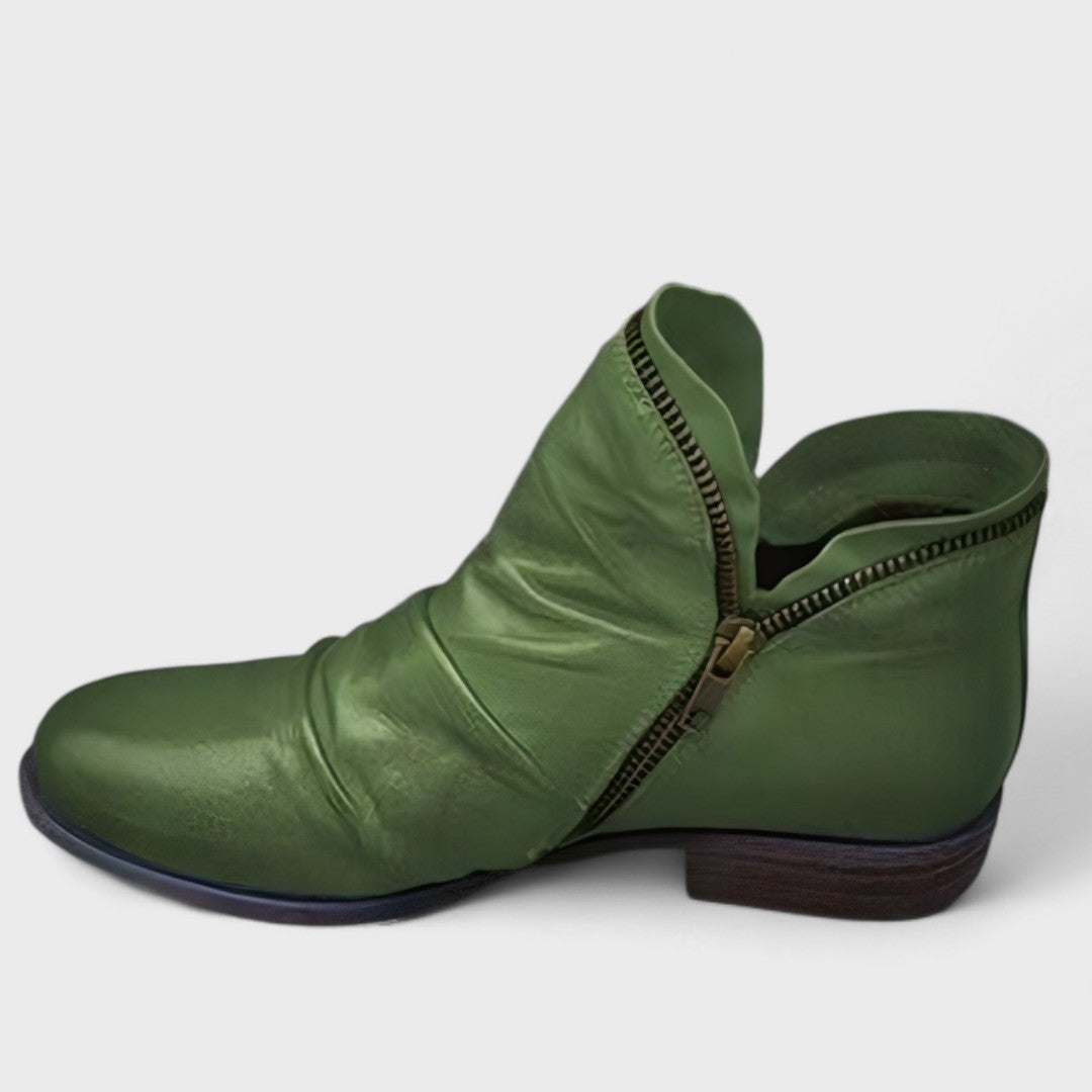 Women's Side Zip Leather Ankle Boots