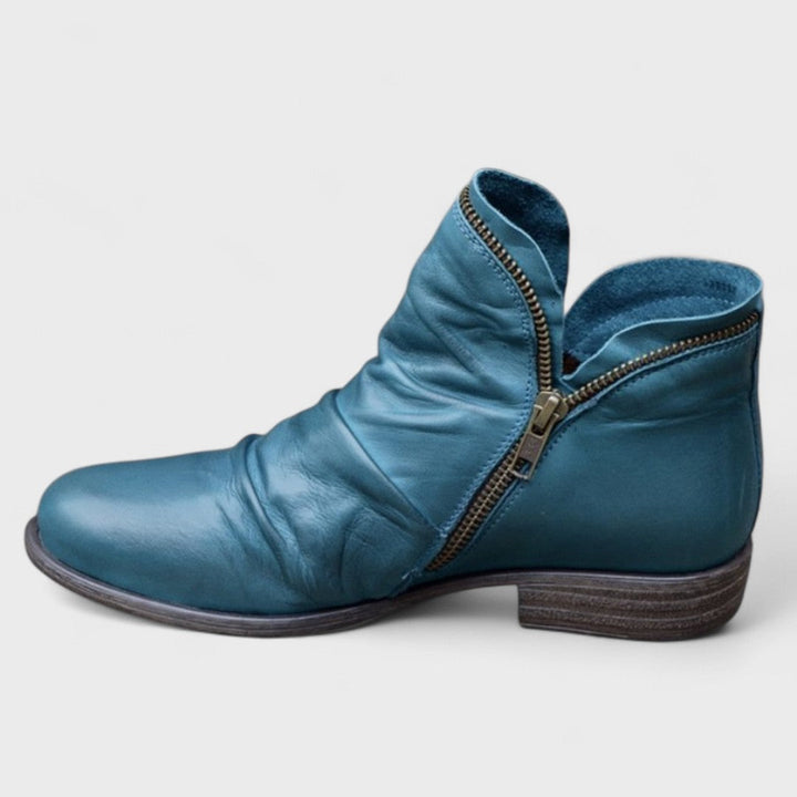 Women's Side Zip Leather Ankle Boots
