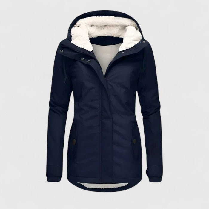 Women's Waterproof Hooded Jacket with Fleece Lining
