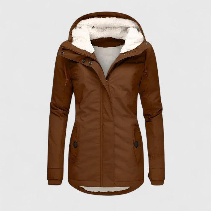 Women's Waterproof Hooded Jacket with Fleece Lining