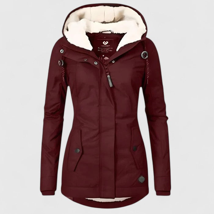 Women's Waterproof Hooded Jacket with Fleece Lining