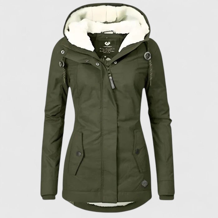 Women's Waterproof Hooded Jacket with Fleece Lining