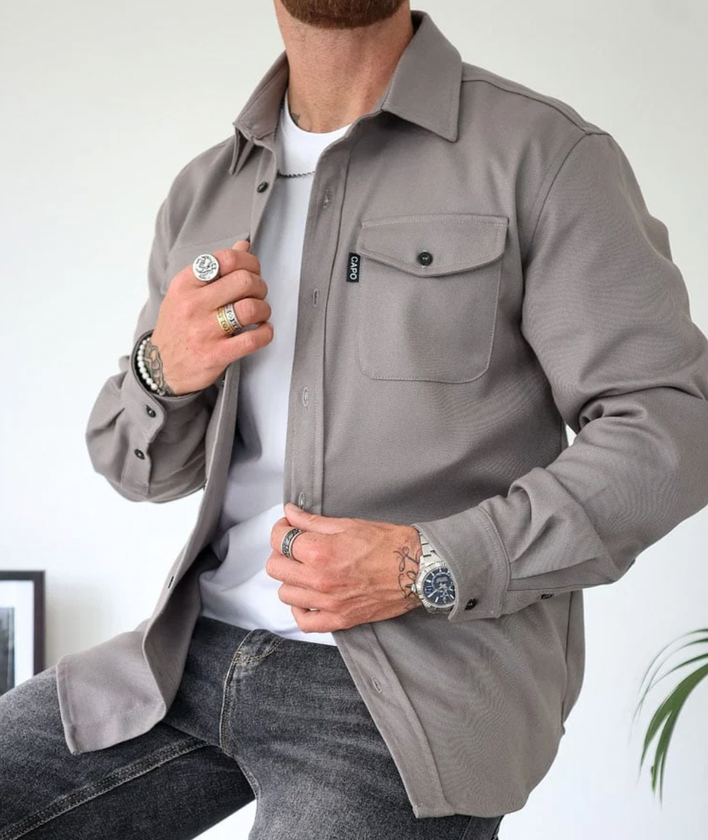 Men's Button Up Shirt Jacket