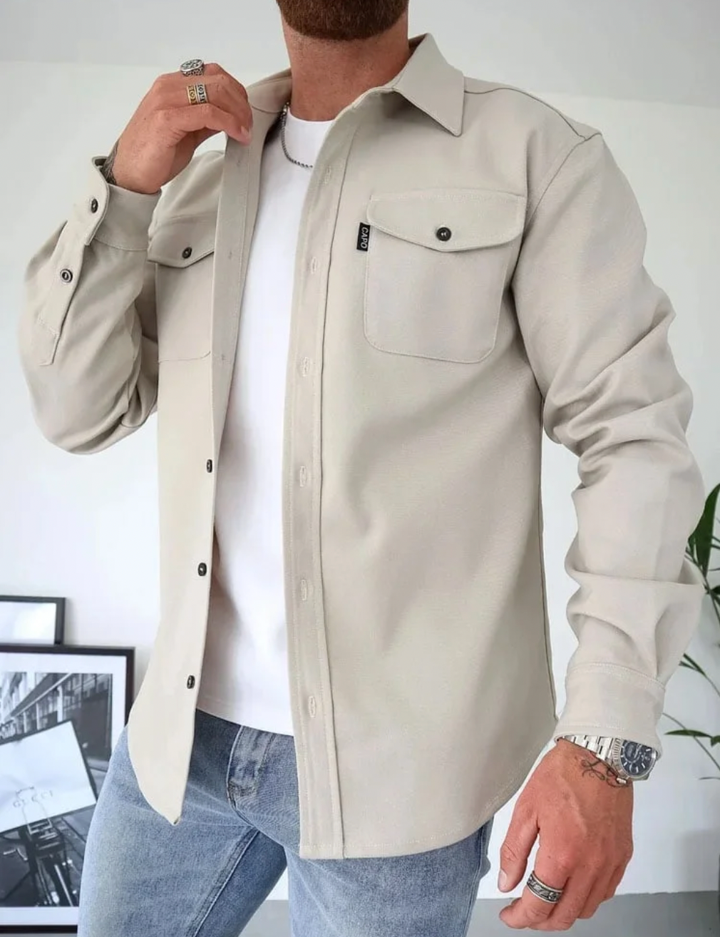 Men's Button Up Shirt Jacket