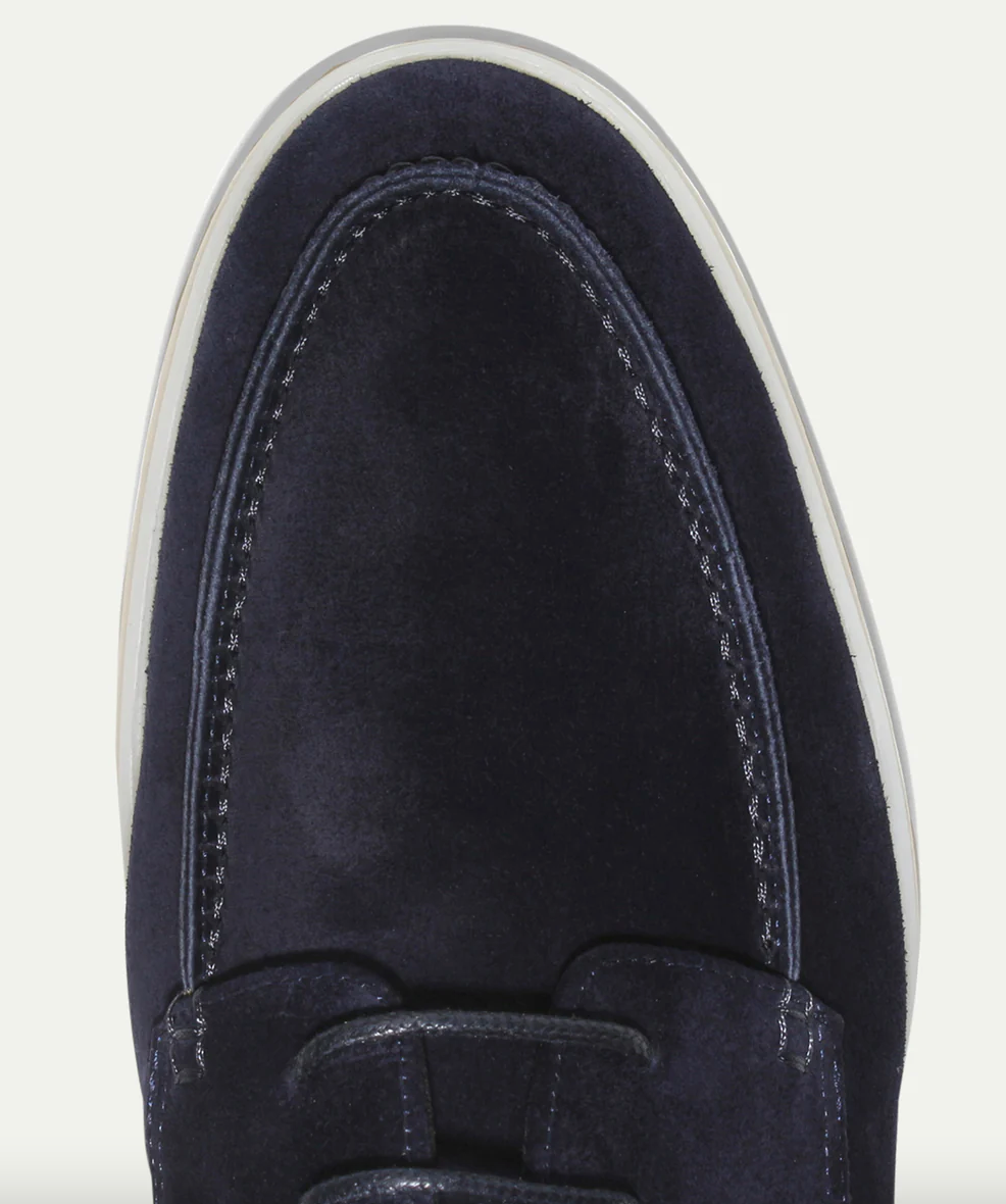 Men's Suede Lace-Up Shoes with Moc-Toe Stitching