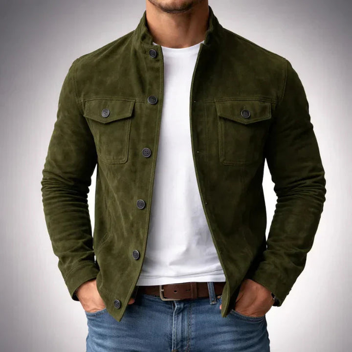 Men's Button Front Suede Jacket