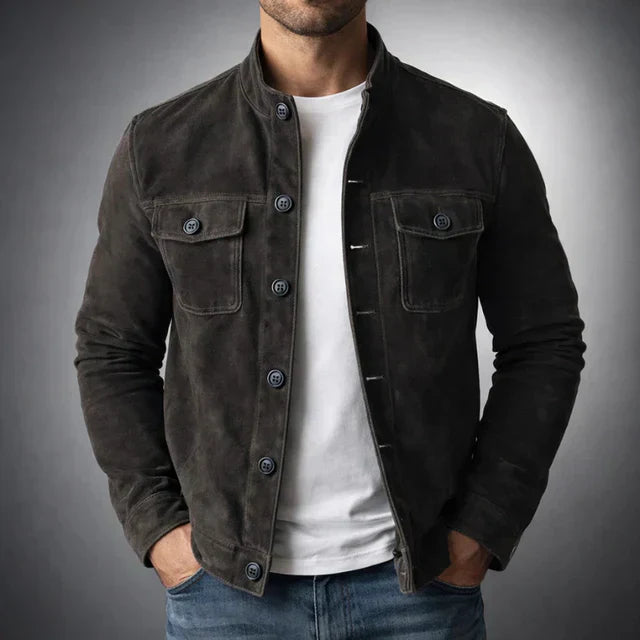 Men's Button Front Suede Jacket