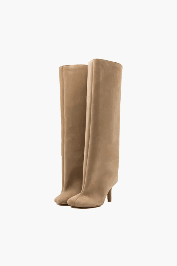 Bottes hautes jusqu’au genou pour femme en imitation daim avec talon aiguille