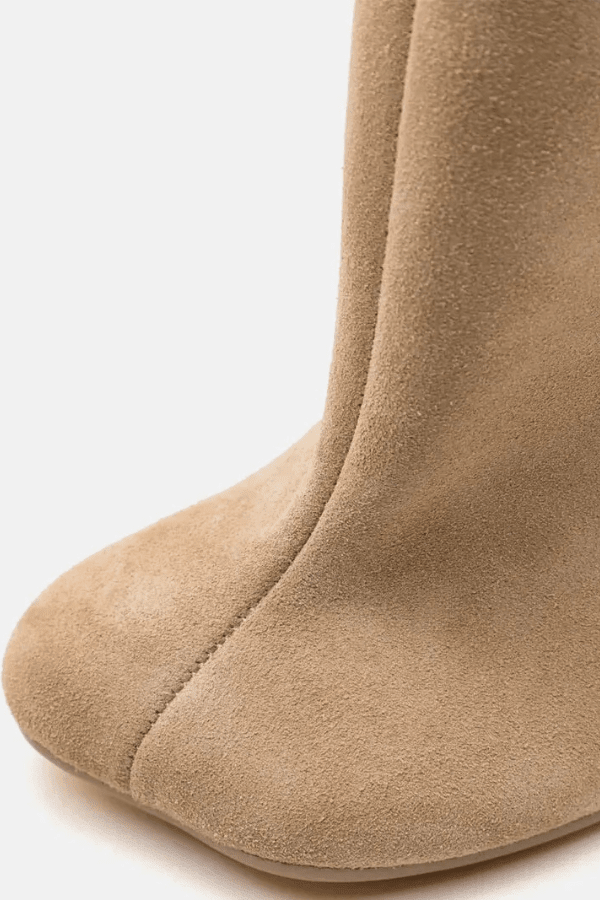 Bottes hautes jusqu’au genou pour femme en imitation daim avec talon aiguille