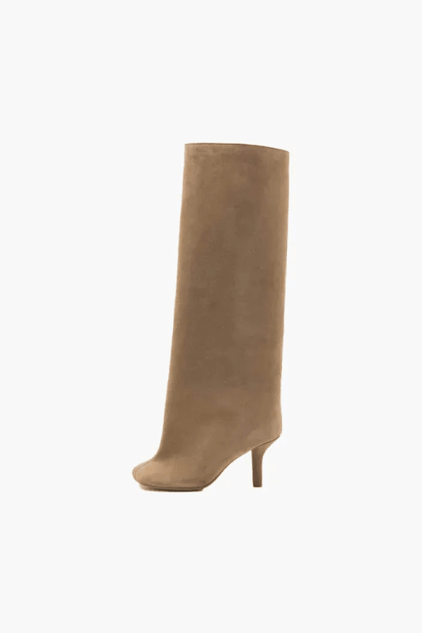 Bottes hautes jusqu’au genou pour femme en imitation daim avec talon aiguille