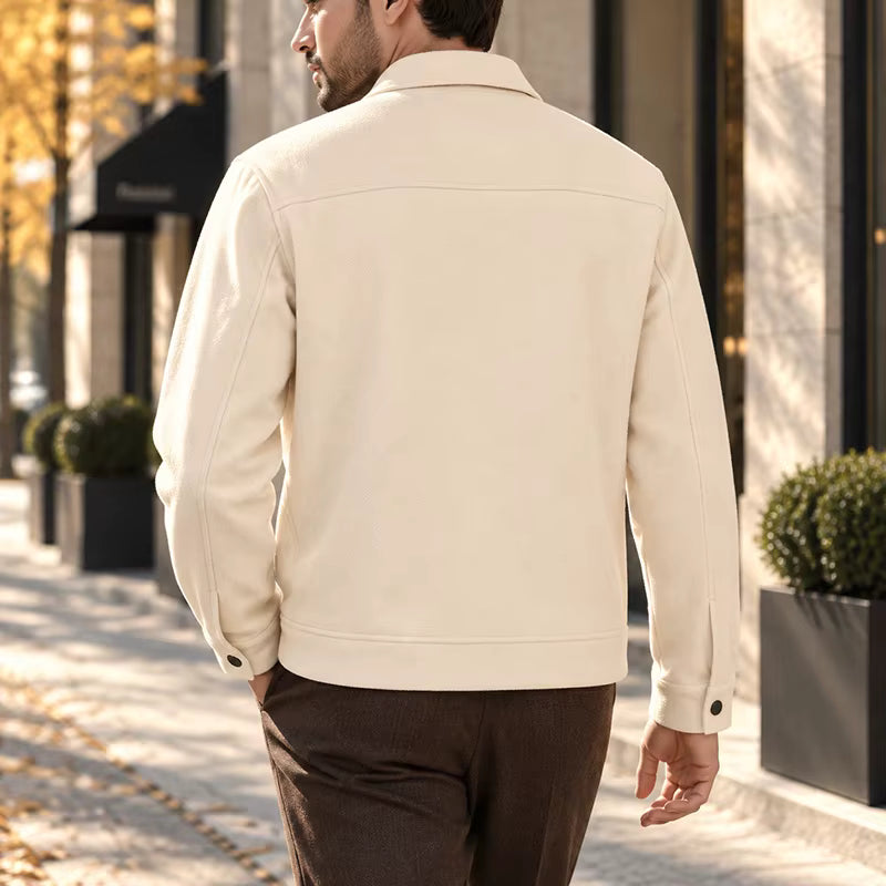 Men's Brushed Short Jacket with Button Front Relaxed Fit