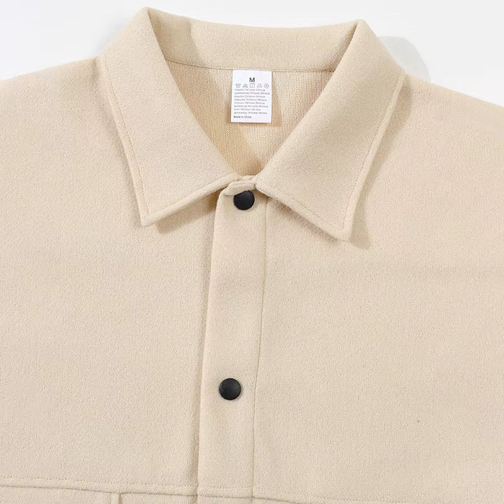 Men's Brushed Short Jacket with Button Front Relaxed Fit