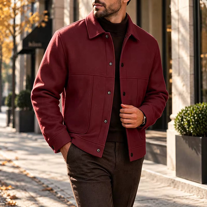 Men's Brushed Short Jacket with Button Front Relaxed Fit