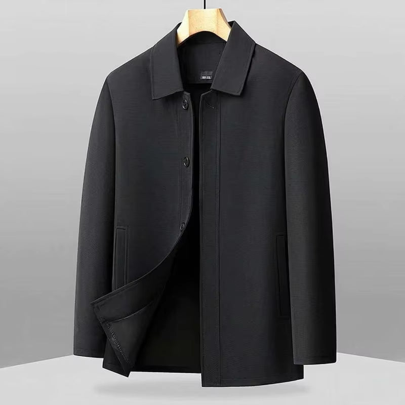 Men's Button-Up Jacket with Turn-Down Collar