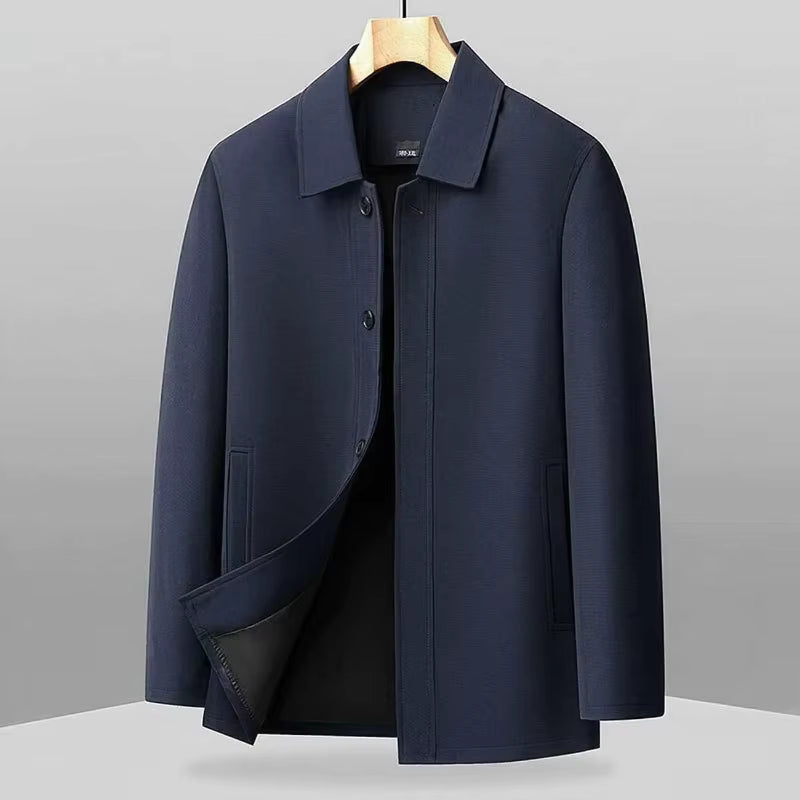 Men's Button-Up Jacket with Turn-Down Collar