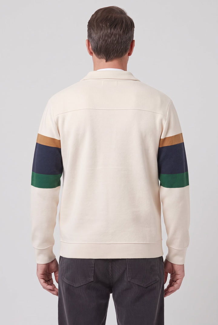 Men's Colour Block Knit Cardigan with Shirt Collar
