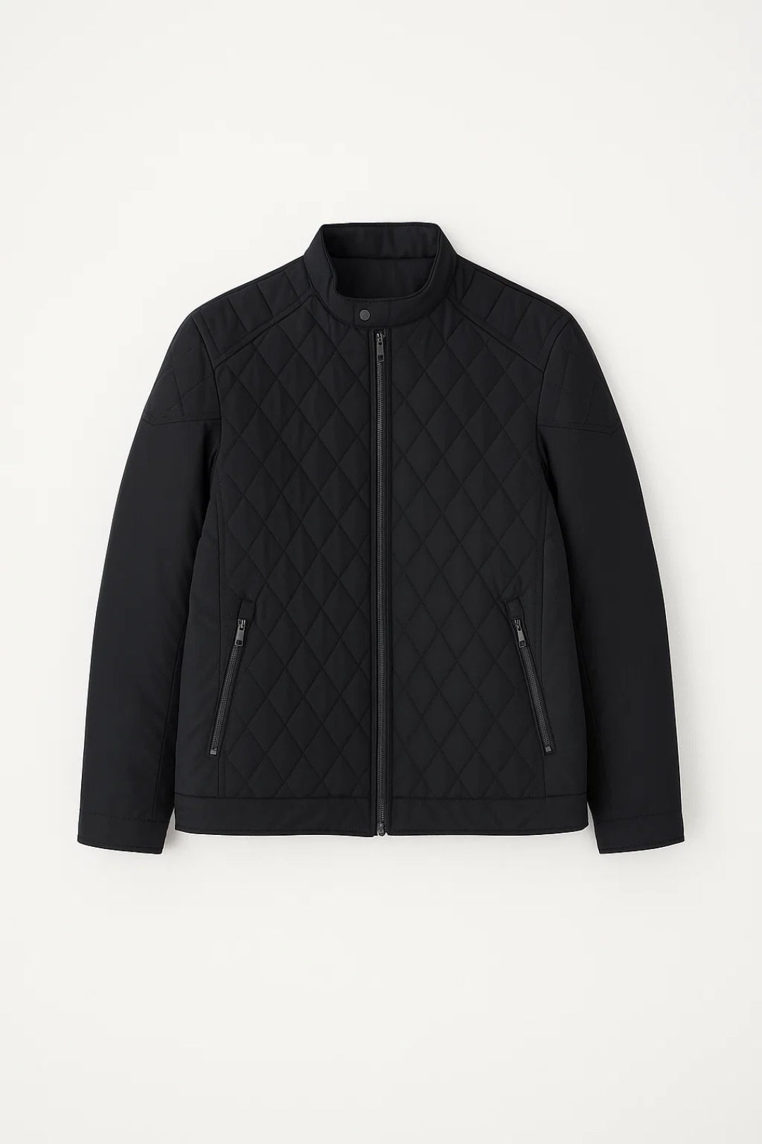 Men's Diamond-Quilted Jacket with Snap Collar