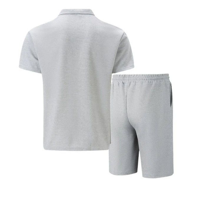 Men's Textured Polo and Shorts Set