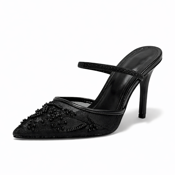 Women's Embroidered Mesh Pointed Toe Heels