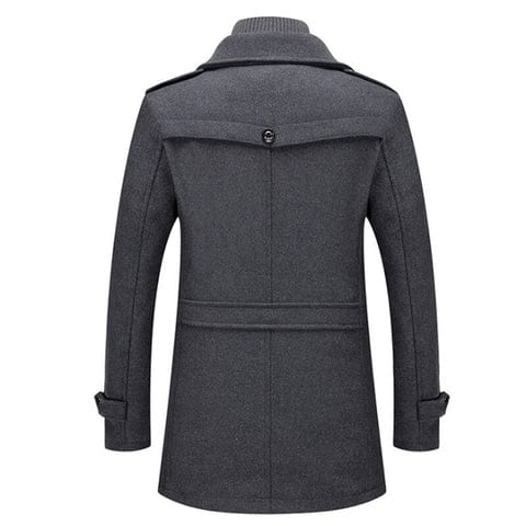 Trench-coat pour homme en laine mélangée avec col montant