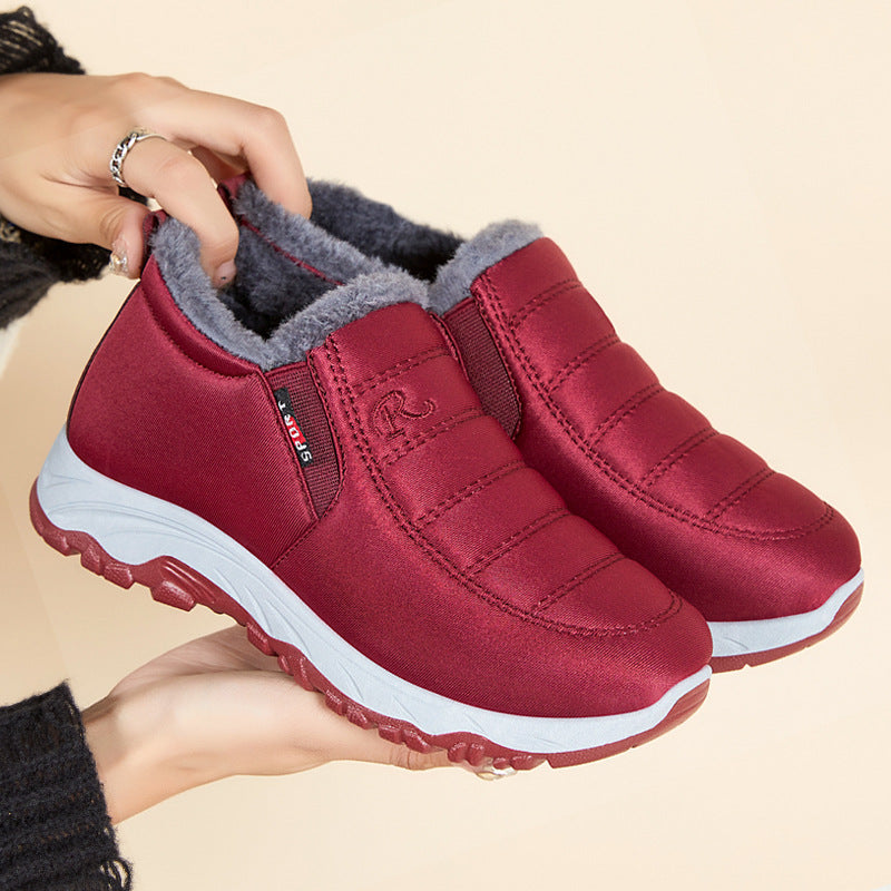 Women's Fleece-Lined Slip-On Sneakers with Non-Slip Sole