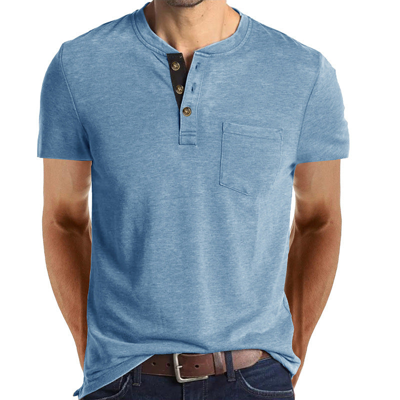 Men's Henley T-Shirt with Chest Pocket