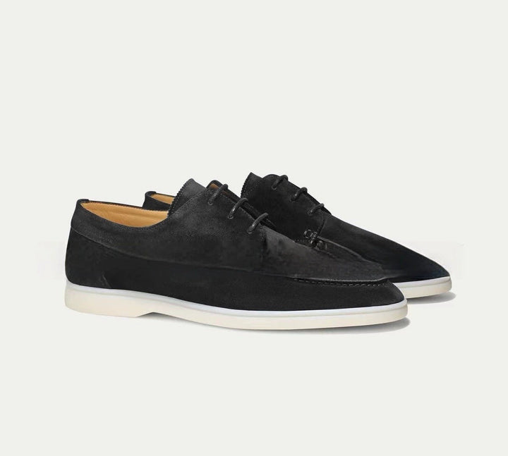Men's Suede Lace-Up Shoes with Moc-Toe Stitching
