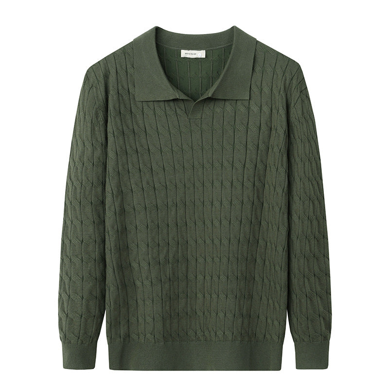 Men's Textured Knit Polo Jumper