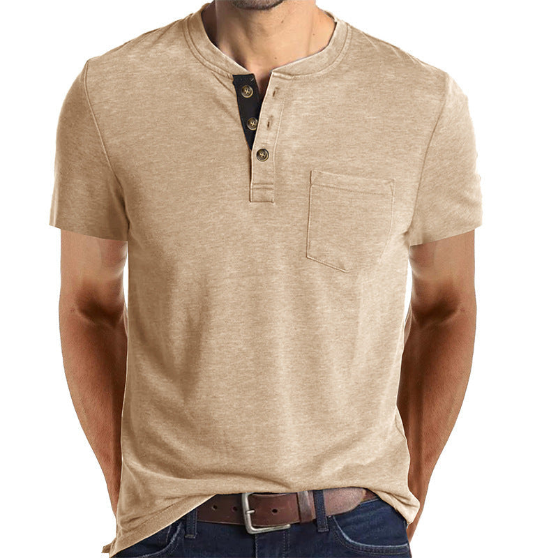 Men's Henley T-Shirt with Chest Pocket