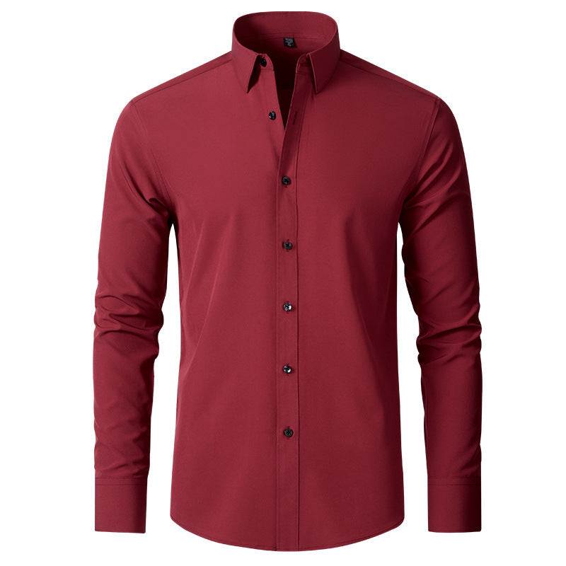 Men's Long-Sleeve Button-Down Shirt with Spread Collar