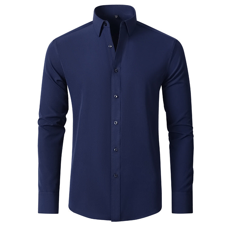 Men's Long-Sleeve Button-Down Shirt with Spread Collar