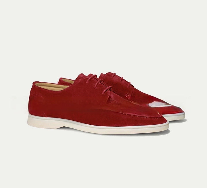 Men's Suede Lace-Up Shoes with Moc-Toe Stitching