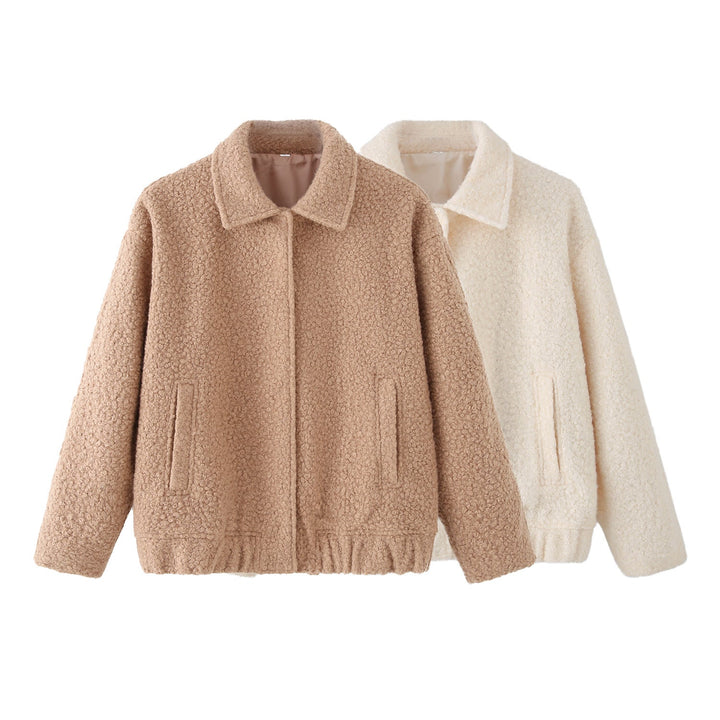 Veste en polaire effet peluche pour femme avec ourlet élastique