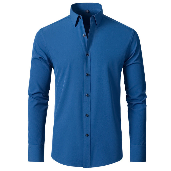 Men's Long-Sleeve Button-Down Shirt with Spread Collar