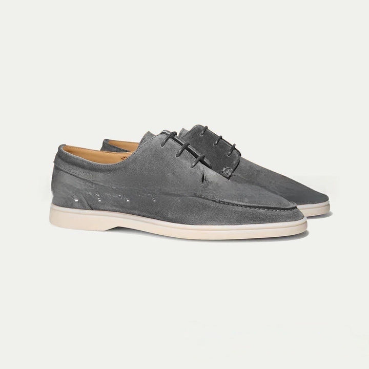 Men's Suede Lace-Up Shoes with Moc-Toe Stitching