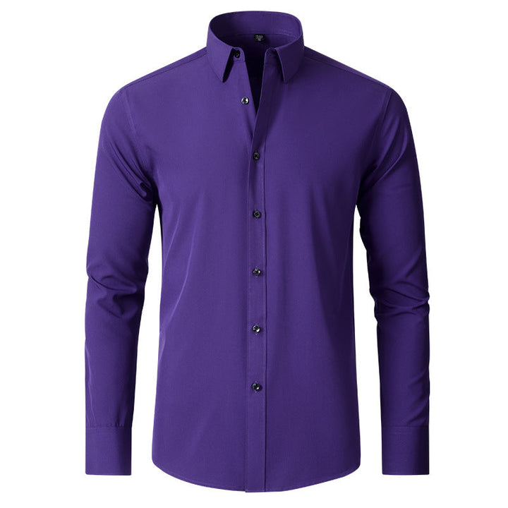 Men's Long-Sleeve Button-Down Shirt with Spread Collar