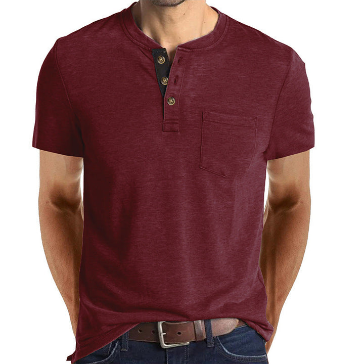 Men's Henley T-Shirt with Chest Pocket