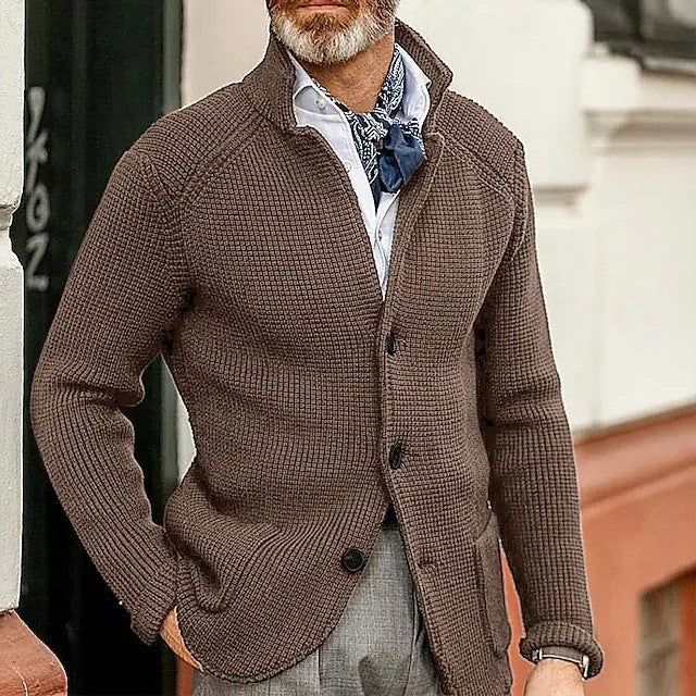 Men's Knit Button-Front Cardigan with Front Pockets