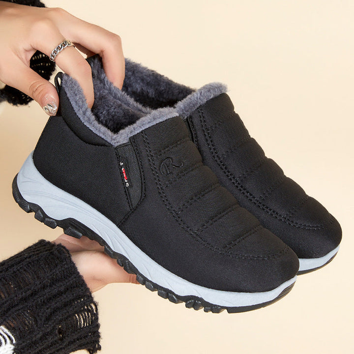 Women's Fleece-Lined Slip-On Sneakers with Non-Slip Sole