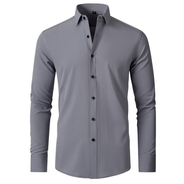 Men's Long-Sleeve Button-Down Shirt with Spread Collar