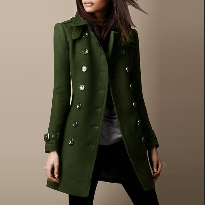 Women's Double Breasted Trench Coat Tailored Fit