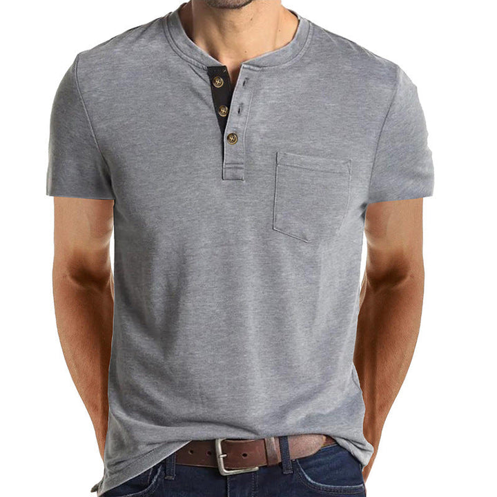 Men's Henley T-Shirt with Chest Pocket