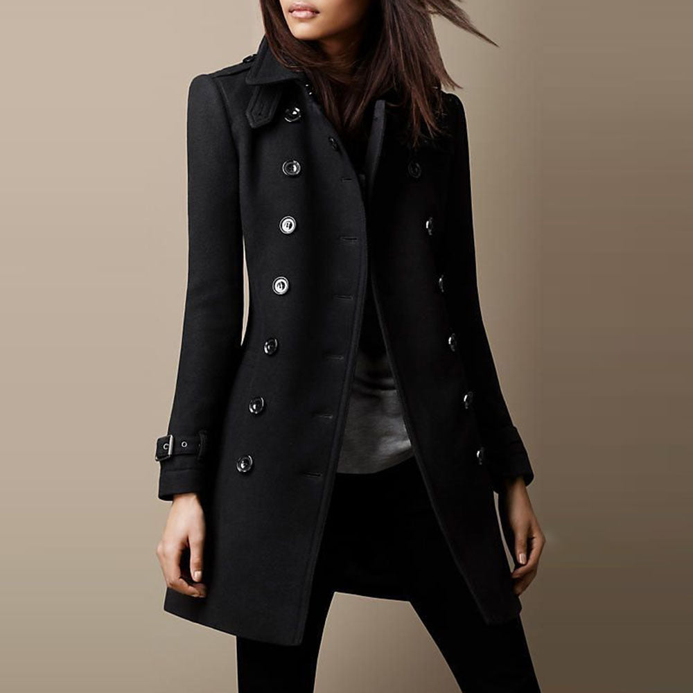 Women's Double Breasted Trench Coat Tailored Fit